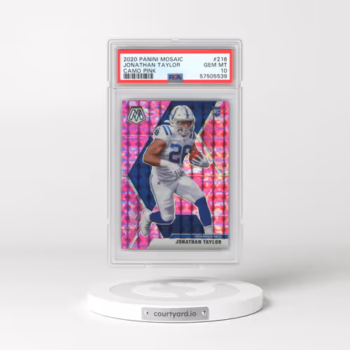 2020 Panini Mosaic #216 Jonathan Taylor - Camo Pink (PSA 10 GEM MINT)