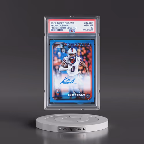 2024 Topps Chrome Rookie Autographs Variations #RAKCO Keon Coleman - Blue Refractor (PSA 10 GEM MINT