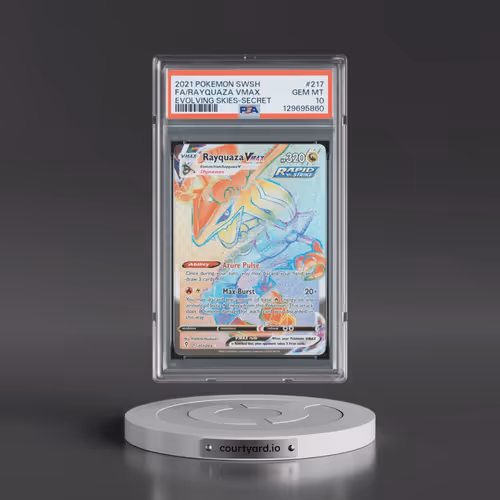 2021 Pokémon Sword & Shield Evolving Skies #217 Rayquaza Vmax - Full Art Secret (PSA 10 GEM MINT)