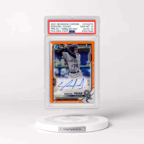 2021 Bowman Chrome Prospect Autographs #CPAETO Ezequiel Tovar - Orange Wave Refractor (PSA 10 GEM MI