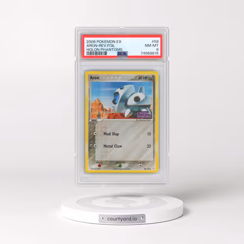2006 Pokémon EX Holon Phantoms #58 Aron - Reverse Foil (PSA 8 NM-MT)