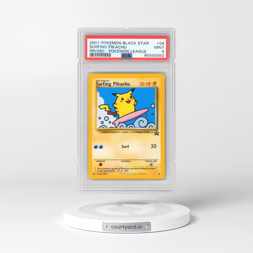 2001 Pokémon Promo Black Star #28 Surfing Pikachu - Pokemon League (PSA 9 MINT)