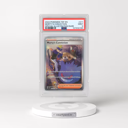 2024 Pokémon Tef EN-Temporal Forces #211 Morty's Conviction - Special Illustration Rare (PSA 9 MINT)