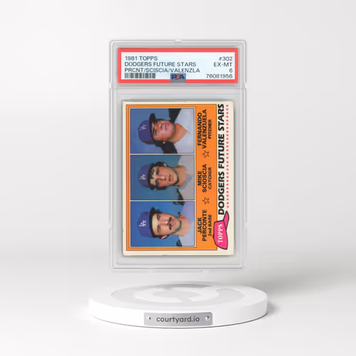 1981 Topps #302 Dodgers Future Star - Perconte/Scioscia/Valenzuela (PSA 6 EX-MT)