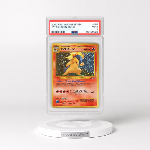 2000 Gold, Silver, to a New World #157 Typhlosion - With Rarity Symbol - Holo No + After 60 Damage (PSA 9 MINT)