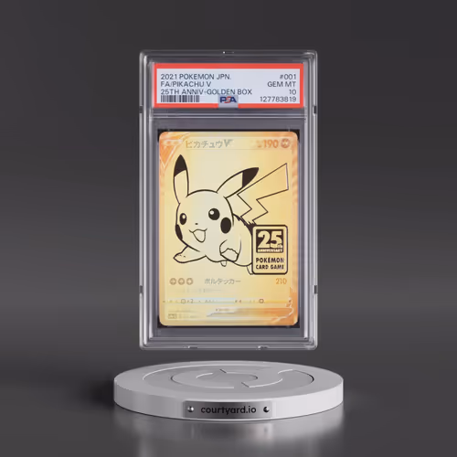 2021 Pokémon Asia 25th Anniversary Promo #001 Pikachu V - Holo Full Art Golden Box (PSA 10 GEM MINT)
