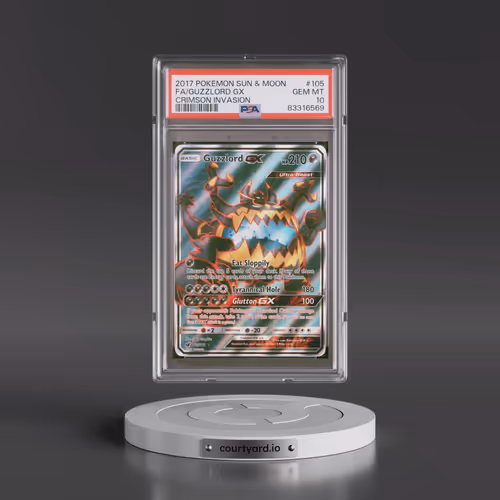 2017 Pokémon Sun & Moon Crimson Invasion #105 Guzzlord GX - Holo Full Art (PSA 10 GEM MINT)
