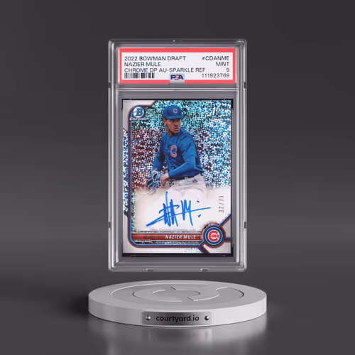 2022 Bowman Draft Chrome Draft Pick Autographs #CDANME Nazier Mule - Sparkle Refractor (PSA 9 MINT)