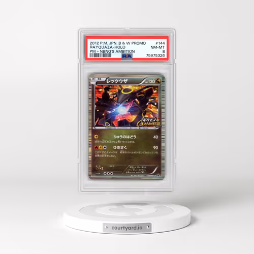 2012 Pokémon Black & White Promo #144 Rayquaza - Holo Pokemon + Nobunaga's Ambition (PSA 8 NM-MT)