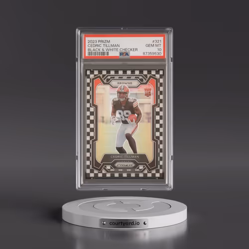 2023 Panini Prizm #321 Cedric Tillman - Black & White Checker (PSA 10 GEM MINT)
