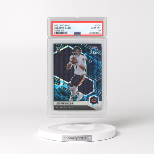 2021 Panini Mosaic #304 Justin Fields - Genesis (PSA 10 GEM MINT)