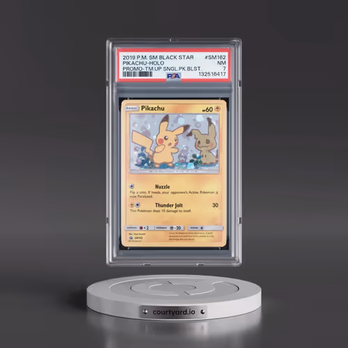 2019 Pokémon SM Black Star Promo #SM162 Pikachu - Holo Team Up Single Pack Blisters (PSA 7 NM)