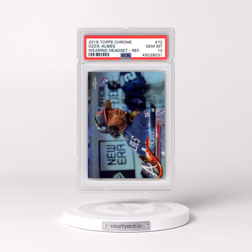 2018 Topps Chrome #72 Ozzie Albies - Wearing Headset-Refractor (PSA 10 GEM MINT)