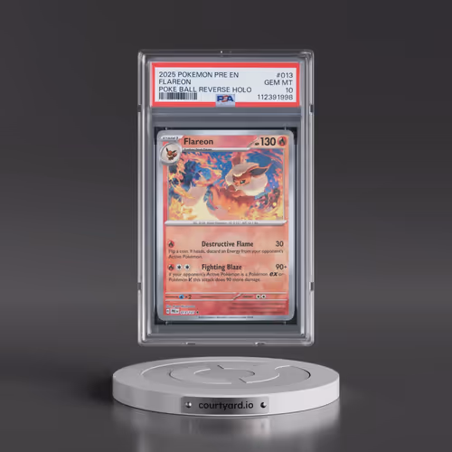2025 Pokémon Pre EN-Prismatic Evolutions #013 Flareon - Reverse Holo Poke Ball (PSA 10 GEM MINT)