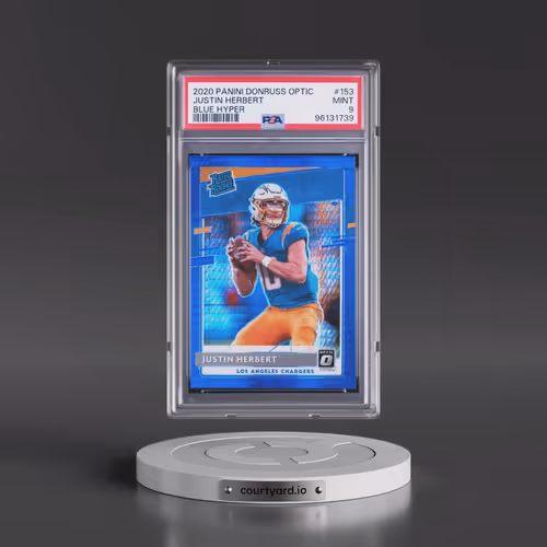 2020 Panini Donruss Optic #153 Justin Herbert - Blue Hyper (PSA 9 MINT)