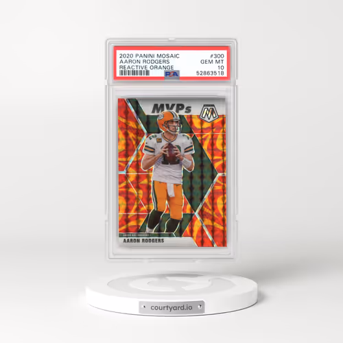 2020 Panini Mosaic #300 Aaron Rodgers - Reactive Orange (PSA 10 GEM MINT)
