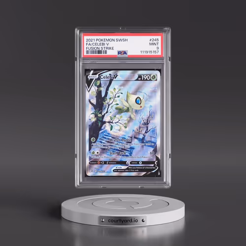 2021 Pokémon Sword & Shield Fusion Strike #245 Celebi V - Holo Full Art (PSA 9 MINT)