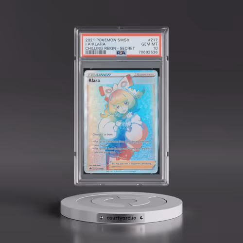 2021 Pokémon Sword & Shield Chilling Reign #217 Klara - Full Art Secret (PSA 10 GEM MINT)