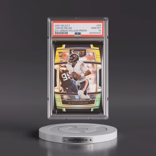 2021 Panini Select #50 Justin Fields - Die-Cut Green/Yellow Prizm (PSA 10 GEM MINT)