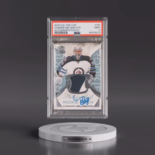 2015 Upper Deck the Cup #187 Connor Hellebuyck - Autograph-Patch (PSA 9 MINT)