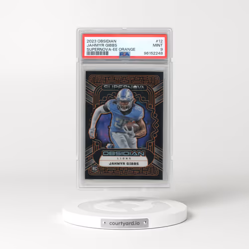 2023 Panini Obsidian Supernova #12 Jahmyr Gibbs - Electric Etch Orange (PSA 9 MINT)