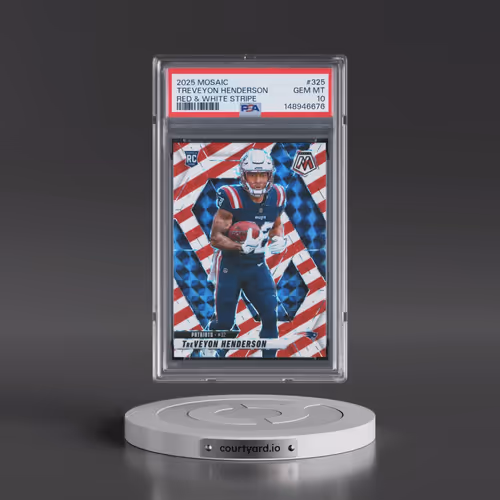 2025 Panini Mosaic #325 Treveyon Henderson - Red & White Stripe (PSA 10 GEM MINT)