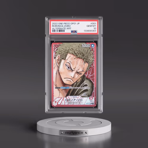 2022 One Piece Japanese OP01-Romance Dawn #001 Roronoa Zoro - Alternate Art (PSA 10 GEM MINT)