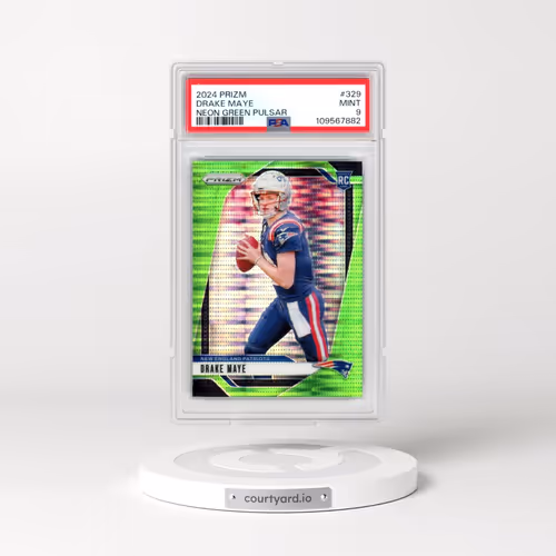 2024 Panini Prizm #329 Drake Maye - Neon Green Pulsar (PSA 9 MINT)