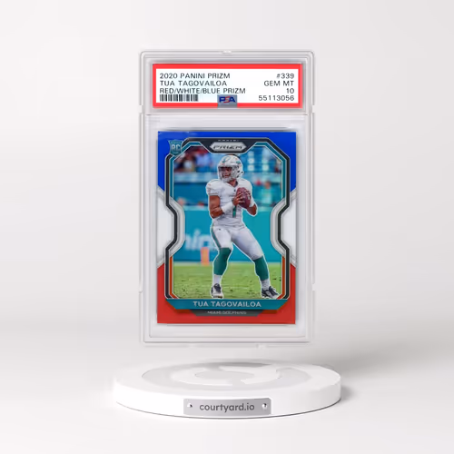 2020 Panini Prizm #339 Tua Tagovailoa - Red/White/Blue Prizm (PSA 10 GEM MINT)