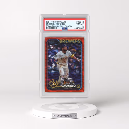 2024 Topps Update #US240 Jackson Chourio - Red Crackle Foil Board (PSA 10 GEM MINT)