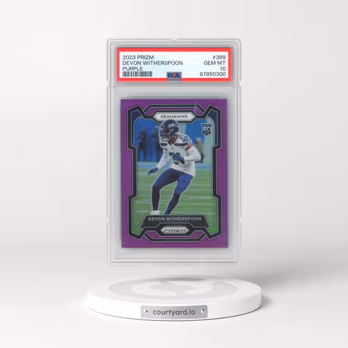 2023 Panini Prizm #389 Devon Witherspoon - Purple Prizm (PSA 10 GEM MINT)