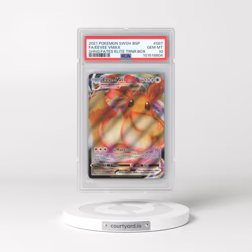 2021 Pokémon Swsh Black Star Promo #087 Eevee Vmax - Full Art Shining Fates Elite Trainer Box (PSA 10 GEM MINT)
