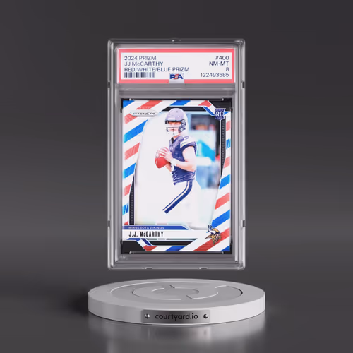 2024 Panini Prizm #400 JJ McCarthy - Red/White/Blue Prizm (PSA 8 NM-MT)