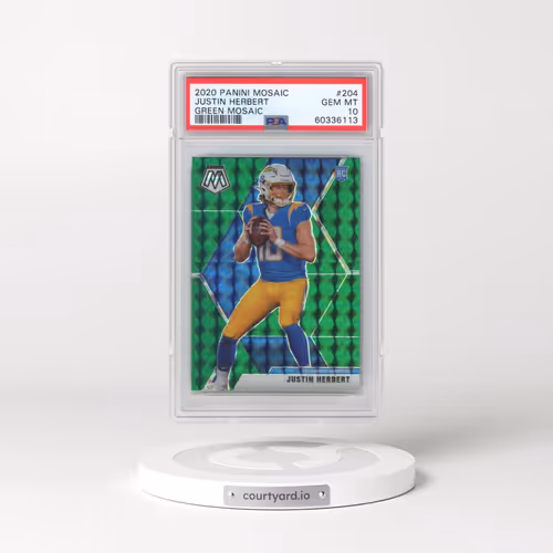 2020 Panini Mosaic #204 Justin Herbert - Green Mosaic (PSA 10 GEM MINT)