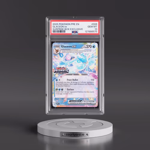 2025 Pokémon Pre EN-Prismatic Evolutions #026 Glaceon EX - Holo Surprise Box Exclusive (PSA 10 GEM M