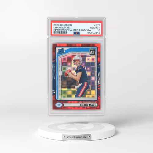 2024 Panini Donruss #379 Drake Maye - Optic Preview-Red Pandora (PSA 10 GEM MINT)