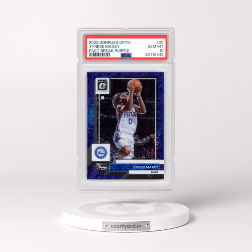 2022 Panini Donruss Optic #26 Tyrese Maxey - Fast Break Purple (PSA 10 GEM MINT)