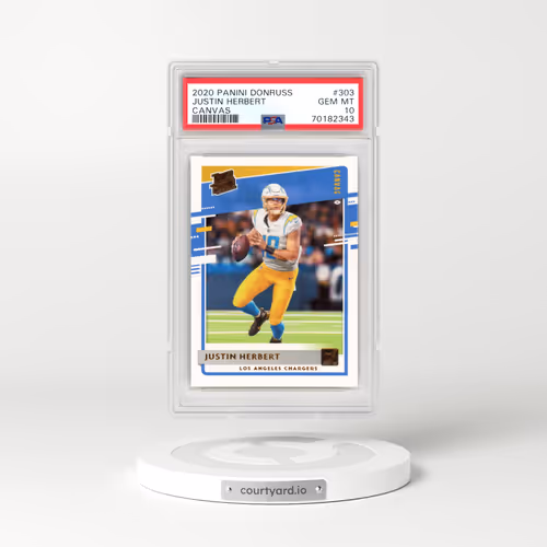 2020 Panini Donruss #303 Justin Herbert - Canvas (PSA 10 GEM MINT)