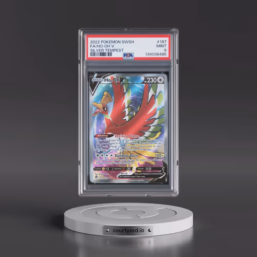 2022 Pokémon Sword & Shield Silver Tempest #187 HO-Oh V - Holo Full Art (PSA 9 MINT)