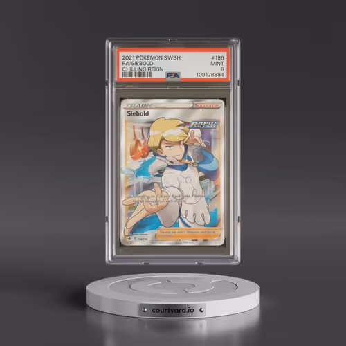 2021 Pokémon Sword & Shield Chilling Reign #198 Siebold - Full Art (PSA 9 MINT)