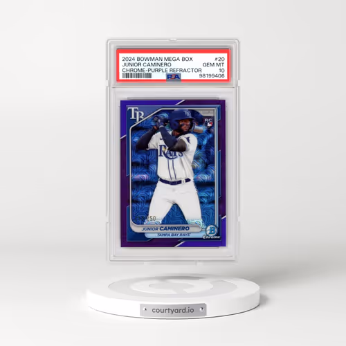 2024 Bowman Mega Box Chrome #20 Junior Caminero - Purple Refractor (PSA 10 GEM MINT)
