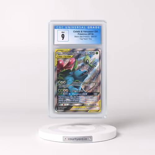 2016 Black Star Promos - Sun & Moon #SM167 Celebi & Venusaur GX - Tag Team Tin (Holo) (CGC 9 MIN