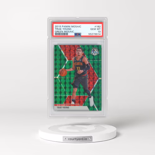 2019 Panini Mosaic #182 Trae Young - Green Mosaic (PSA 10 GEM MINT)