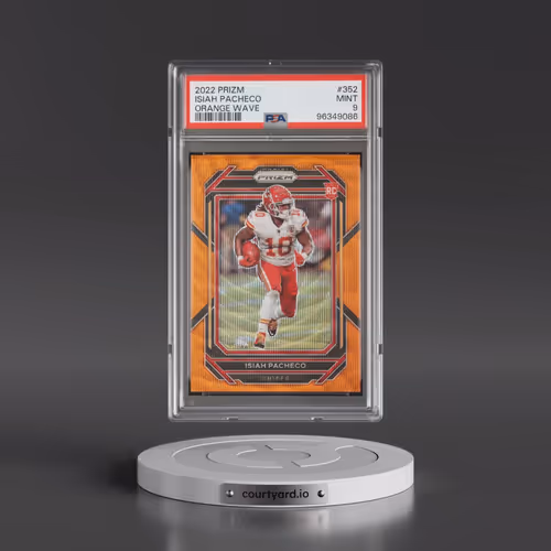 2022 Panini Prizm #352 Isiah Pacheco - Orange Wave (PSA 9 MINT)