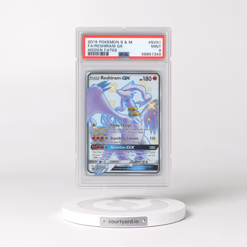 2019 Pokémon Sun & Moon Hidden Fates #SV51 Reshiram GX - Holo Full Art (PSA 9 MINT)