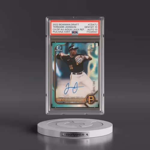 2022 Bowman Draft Chrome Draft Pick Autographs #CDATJ Termarr Johnson - Aqua Lava Refractor (PSA 10