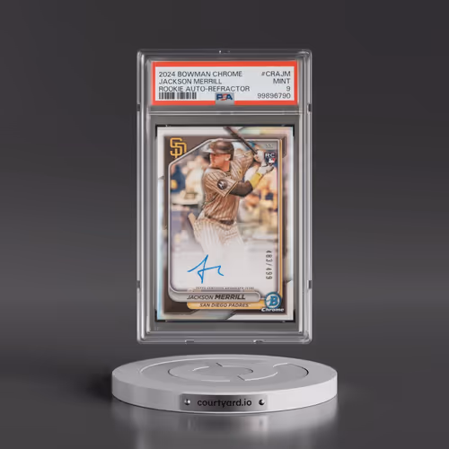 2024 Bowman Chrome Chrome Rookie Autographs #CRAJM Jackson Merrill - Refractor (PSA 9 MINT)
