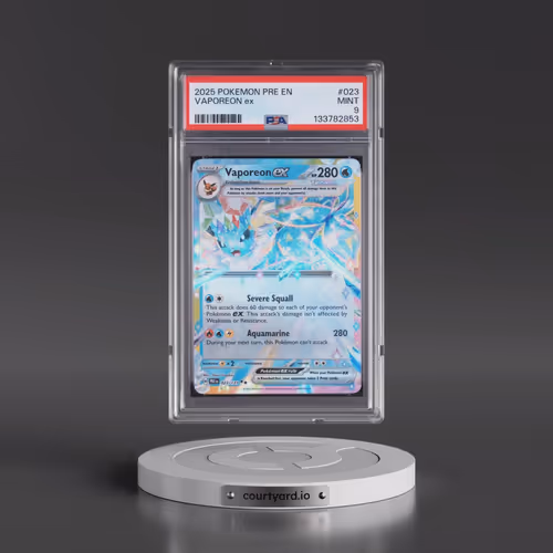 2025 Pokémon Pre EN-Prismatic Evolutions #023 Vaporeon EX - Holo (PSA 9 MINT)