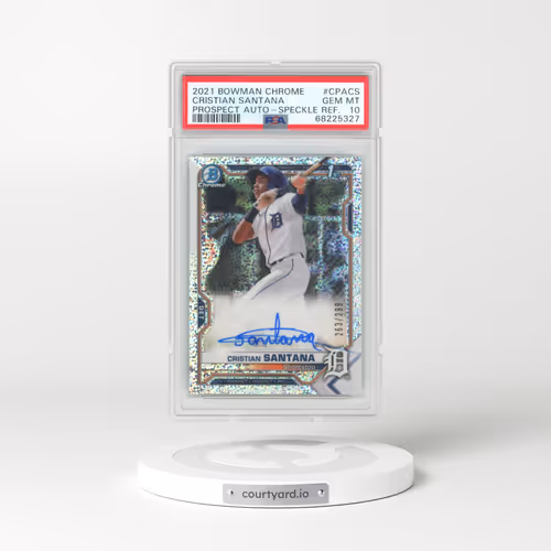 2021 Bowman Chrome Prospect Autographs #CPACS Cristian Santana - Speckle Refractor (PSA 10 GEM MINT)