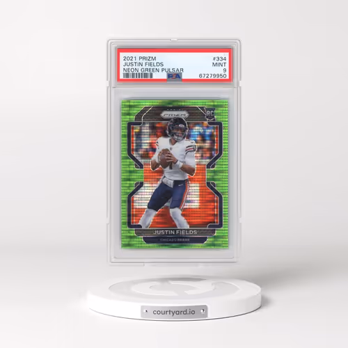 2021 Panini Prizm #334 Justin Fields - Neon Green Pulsar (PSA 9 MINT)